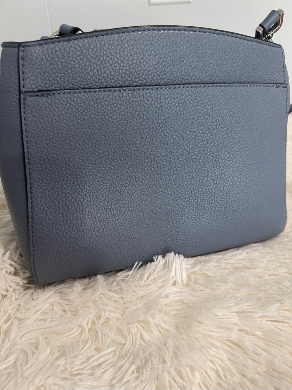 Calvin Klein Light Blue Leather Crossbody Satchel - Picture 7 of 7
